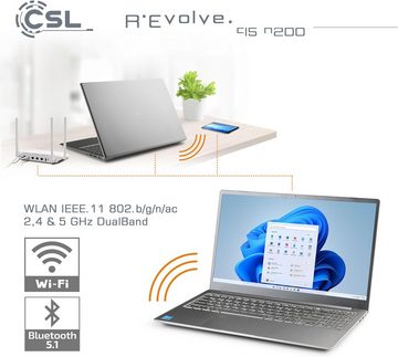 CSL Vielseitige Anschlussoptionen Notebook (Intel N200, UHD Grafik, 2000 GB SSD, 16GB RAM,mit herausragender Leistung, schlankem Design & umfangreichen)