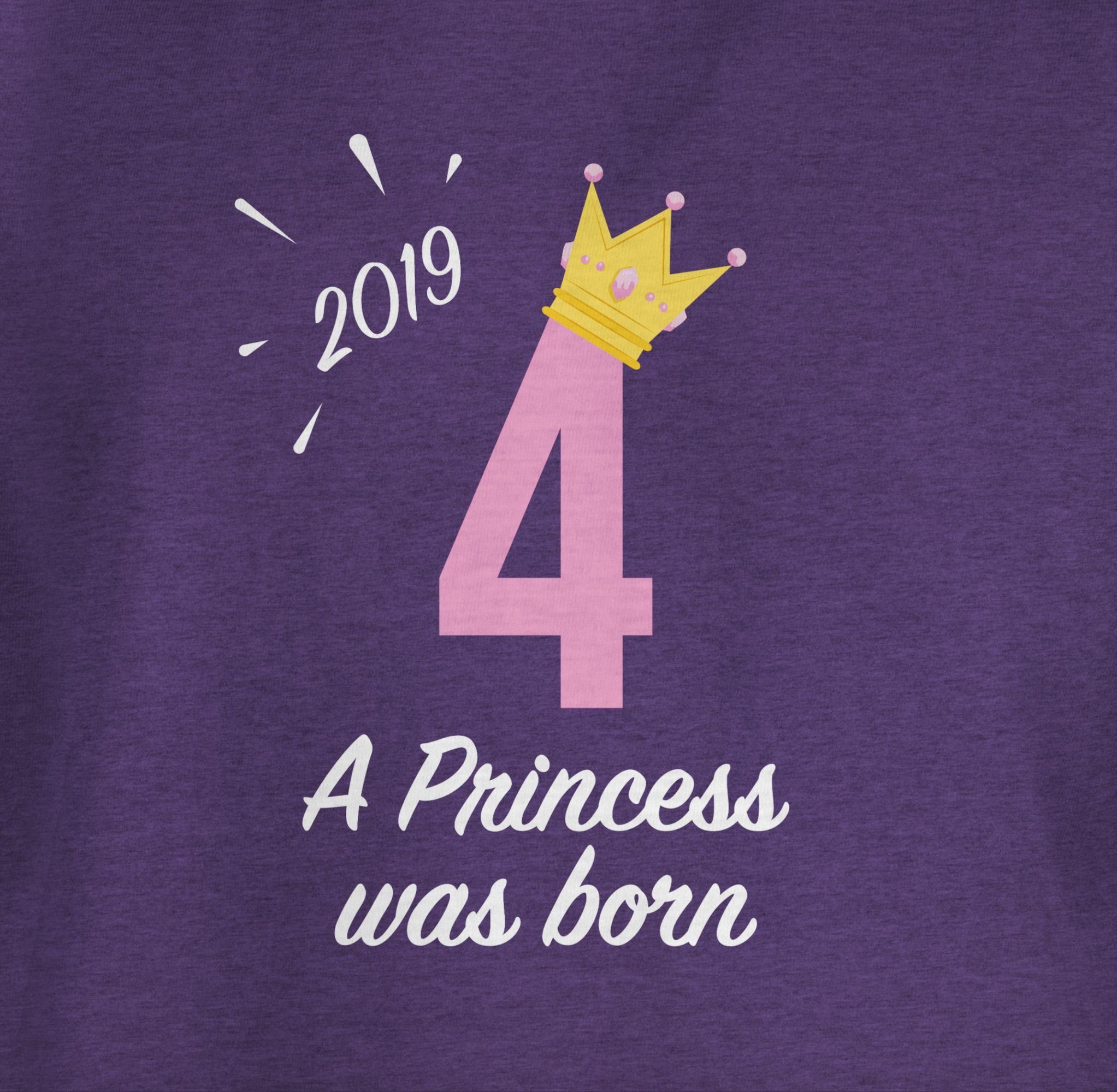 Shirtracer T-Shirt Vierter Mädchen Princess Lila 4. Geburtstag 2019 2 Meliert