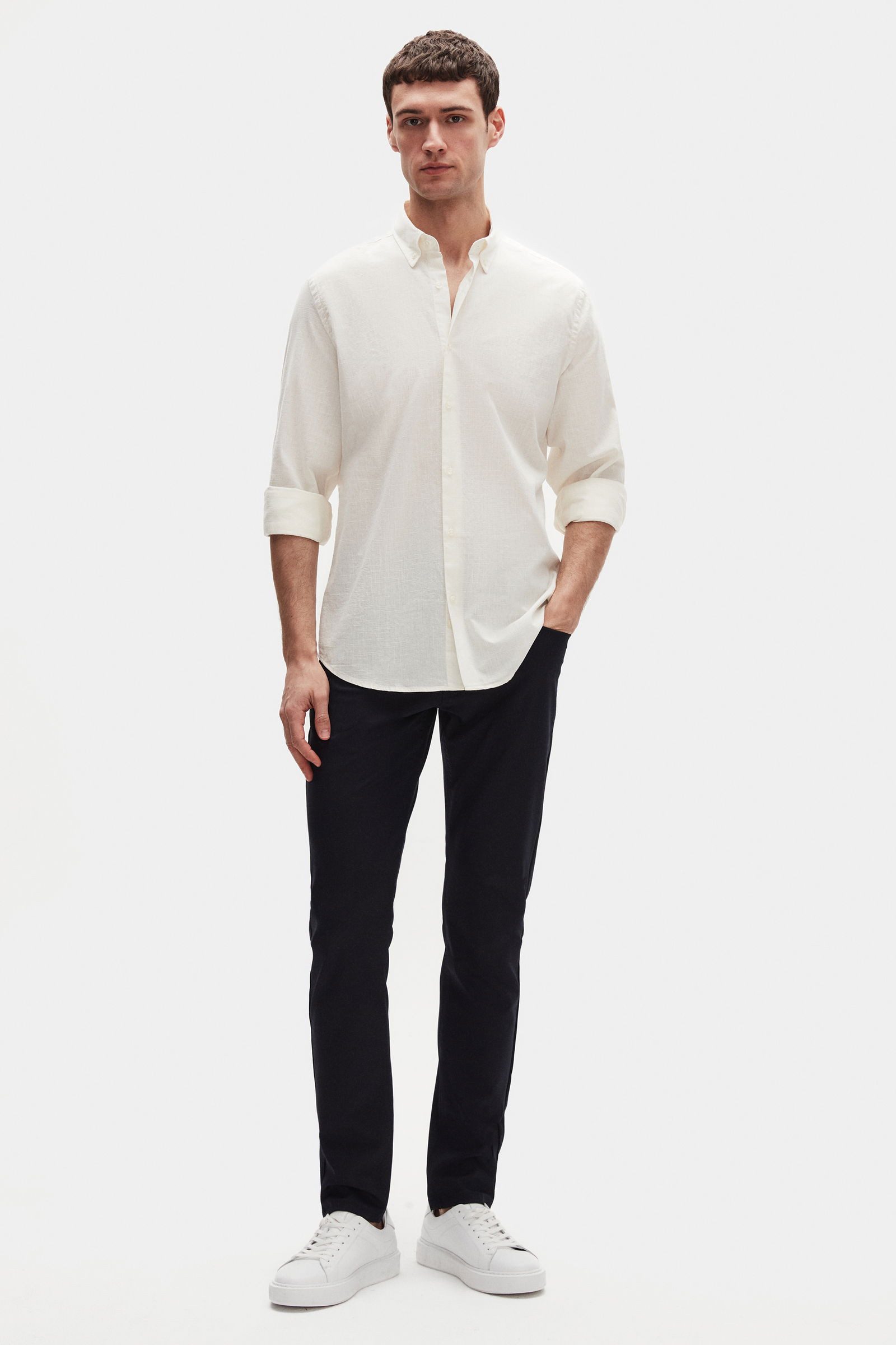 D'S DAMAT Leinenhemd Ds Damat Comfort Button-Down-Kragen Entspannter Schnitt Leinenoptik 10
