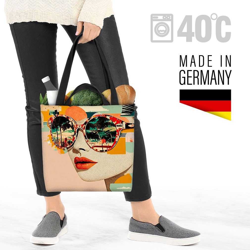 VOID Henkeltasche (1-tlg), Retro Frau Sonnenbrille Amerika Retro Frau Sonnenbrille Amerika Vinta