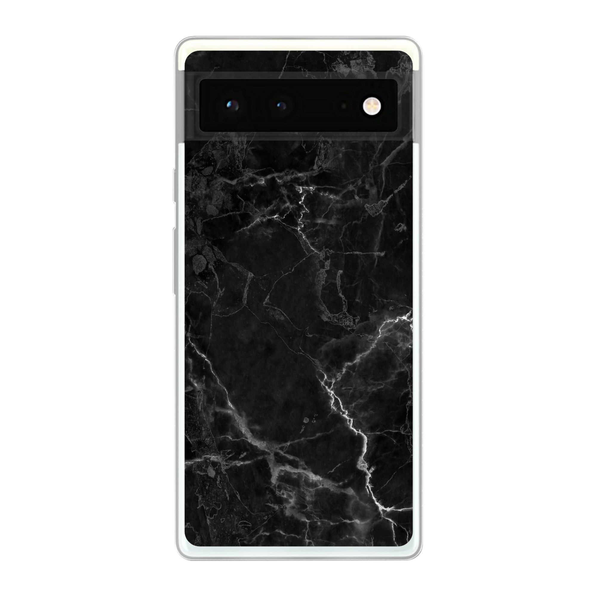 MuchoWow Handyhülle für Google Pixel 6 Marmor - Schwarz - Weiß - Textur - Marmoroptik, Handy Case, Silikon, Bumper Case Dünn