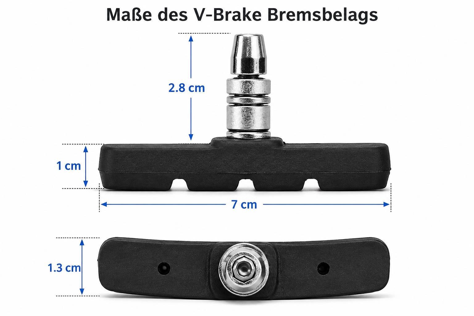 BAYLI V-Brake 2 Stück Fahrrad Bremsen Set für Shimano, 1 Paar Bremsschuhe schwarz