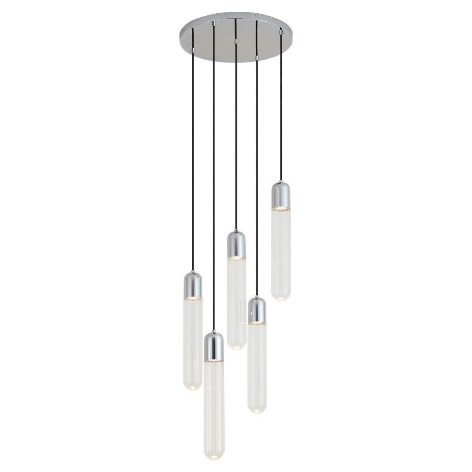 Qazqa Pendelleuchte Walcott, ohne Leuchtmittel, Kaltweiß, QAZQA Hängeleuchte, gu10, Chrom, Stahl, Art Deco