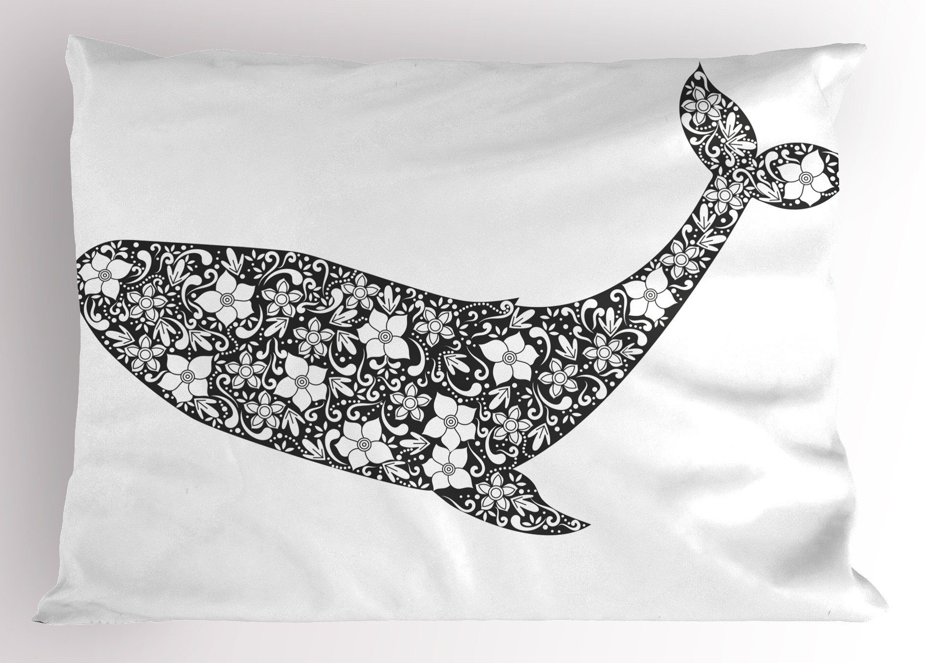 Kissenbezüge Dekorativer Standard King Size Gedruckter Kissenbezug, Abakuhaus (1 Stück), Vintage Nautical Tattoo Zentangle Whale | Kissenbezüge