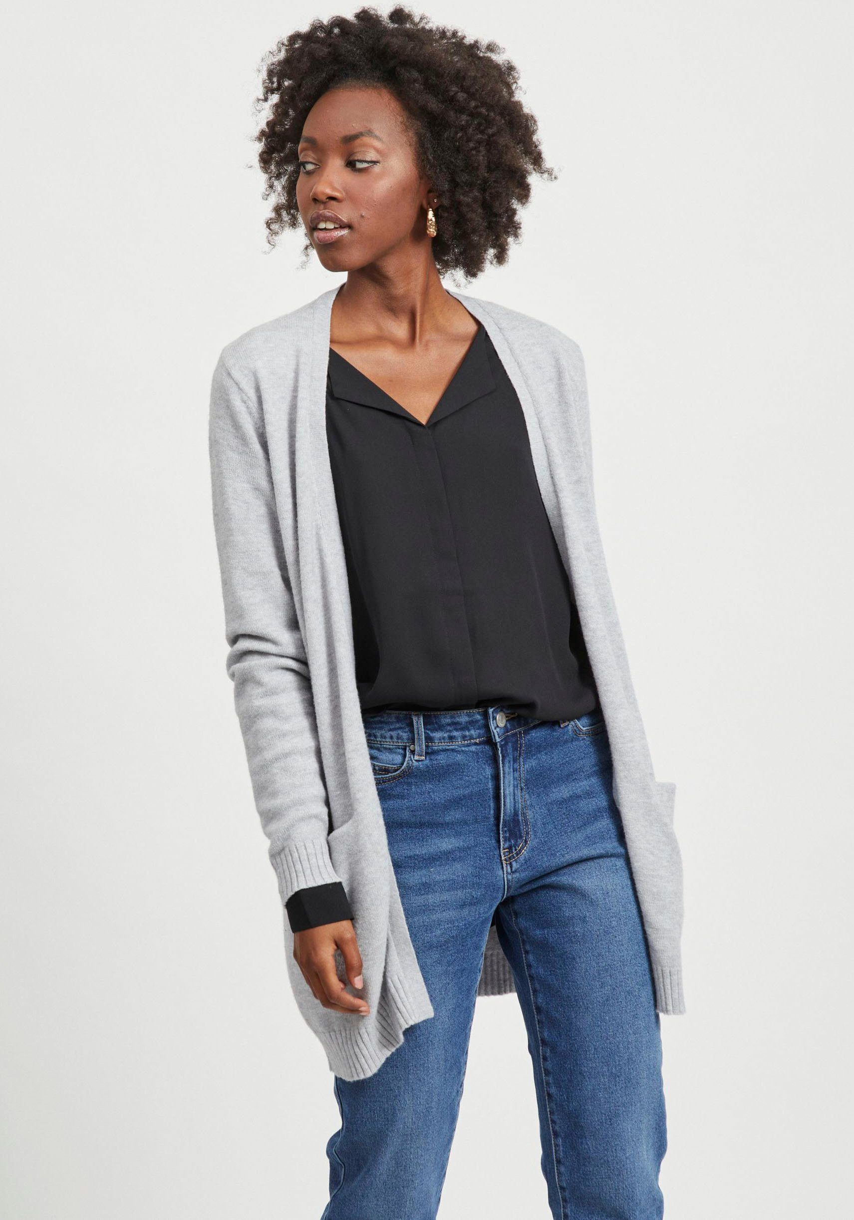 Vila Cardigan VIRIL OPEN L/S KNIT CARDIGAN - NOOS in offener Form Light Grey Melange | Cardigans