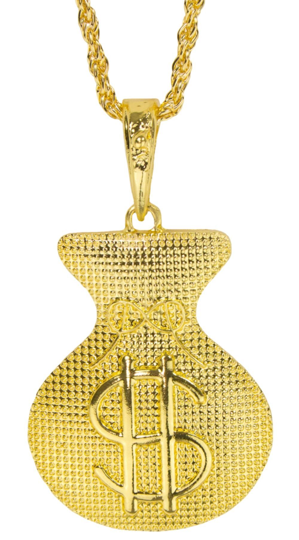 Das Kostümland Kostüm Geldsack mit Dollar Zeichen Halskette, Gold günstig online kaufen