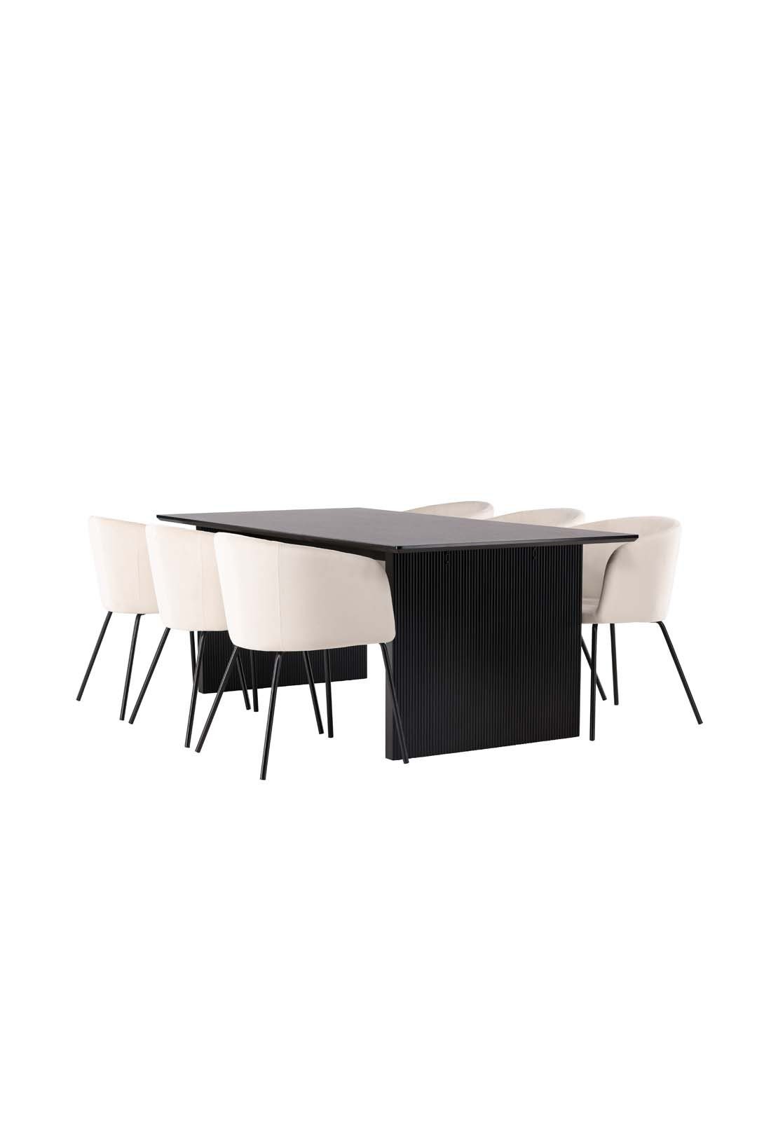 ebuy24 Essgruppe Vail Essgruppe Tisch schwarz und 6 berit Stühle be günstig online kaufen