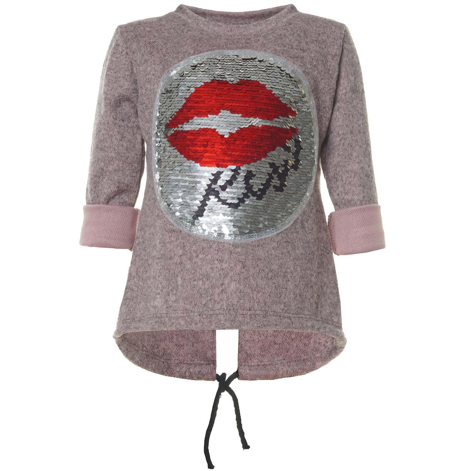 Rosa Pailletten Sweatshirt (1-tlg) mit Pullover Wende Wendepailletten Mädchen BEZLIT
