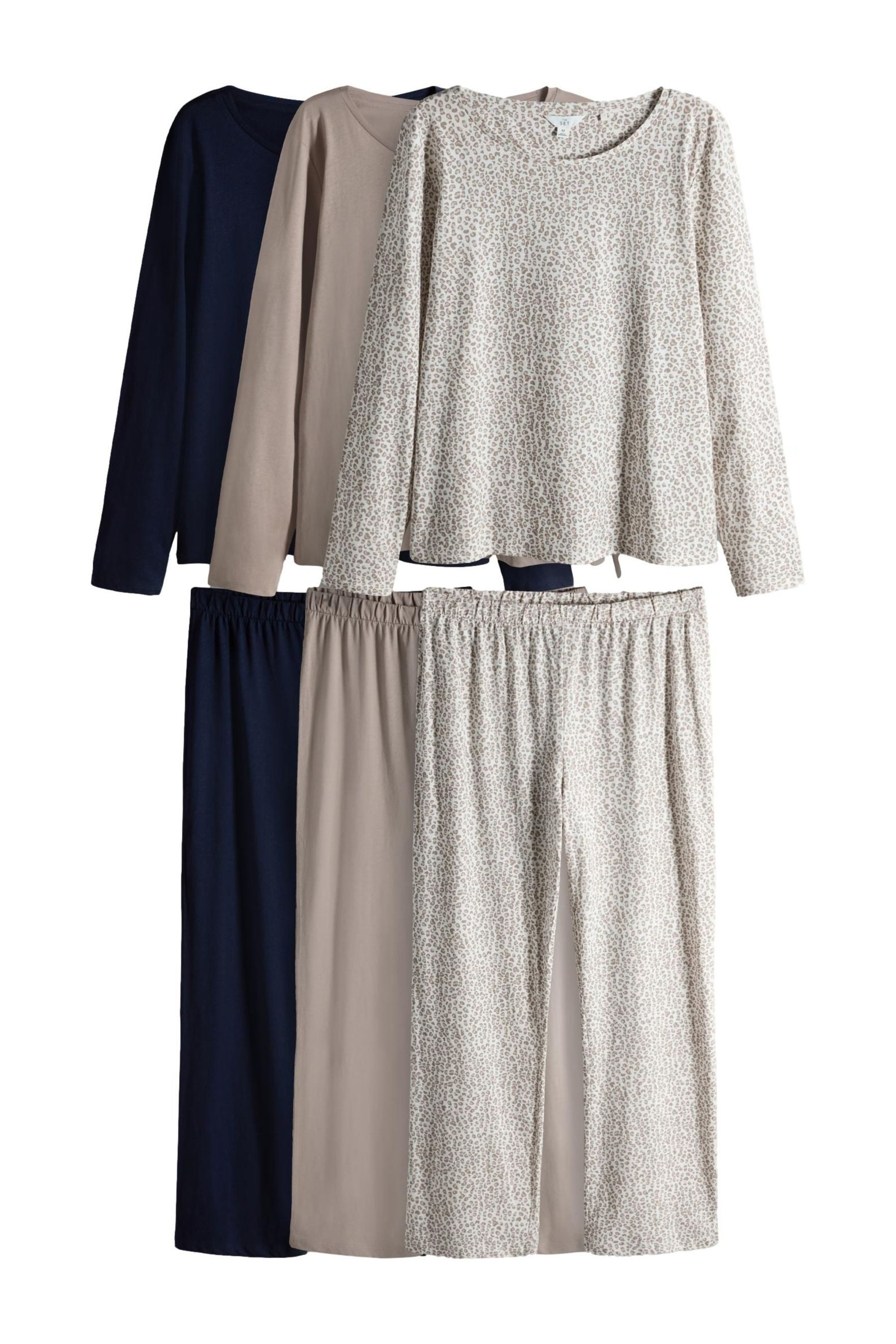 The Set Pyjama The Set Langärmelige Jersey-Pyjamas, 3er-Pack (6 tlg) günstig online kaufen