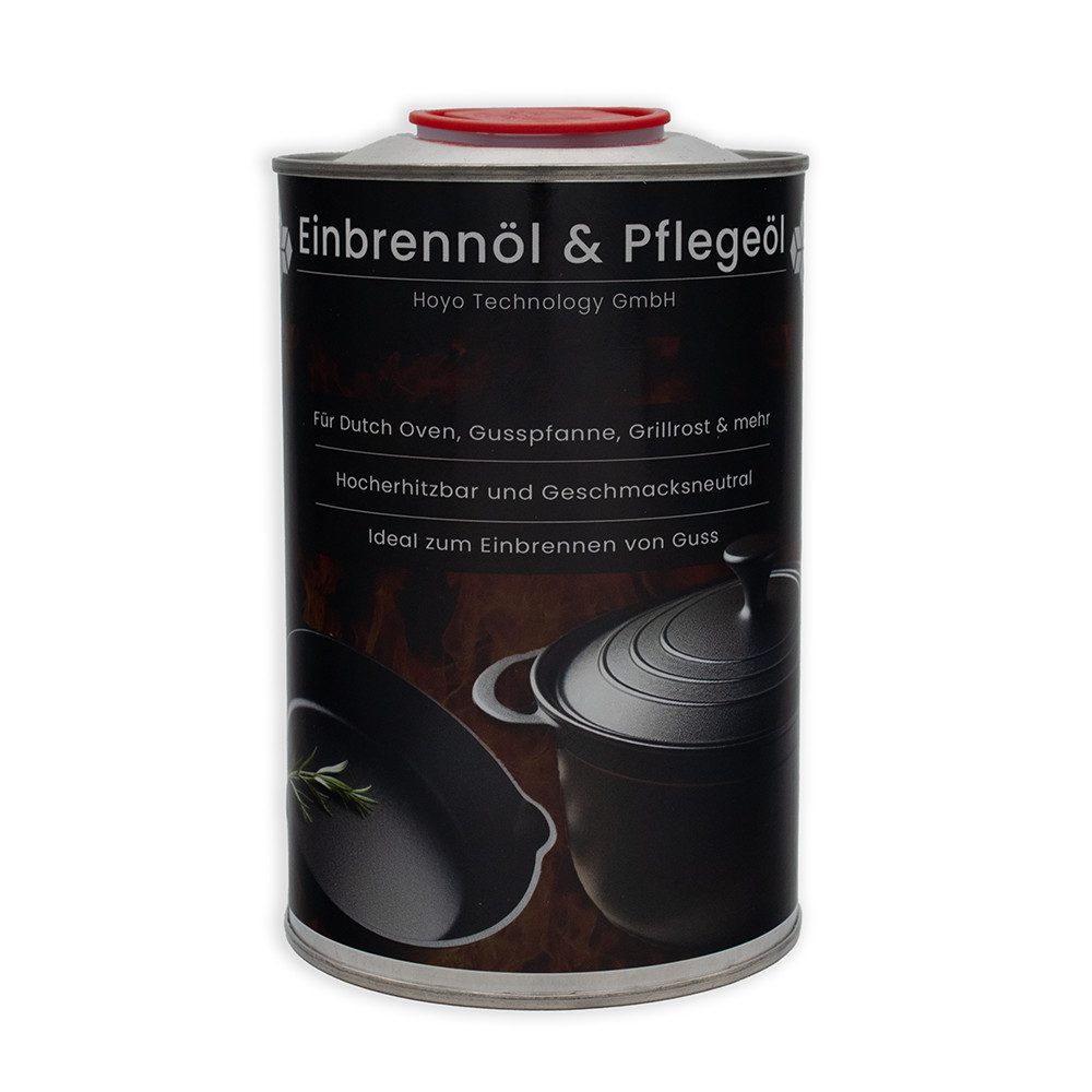 Hoyo Technology GmbH Einbrennöl / Pflegeöl für Gusseisen (Dutch Oven, Grillrost) 1000 ml Imprägnierspray