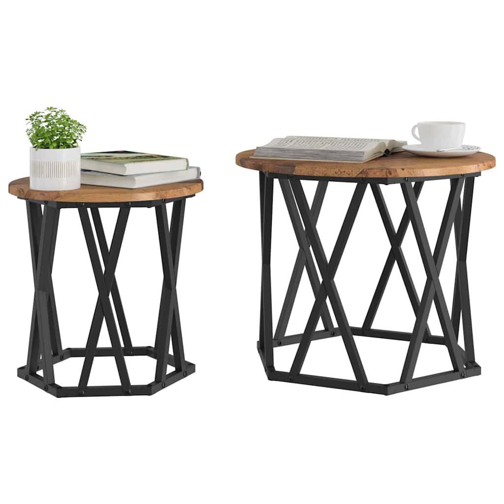 vidaXL Couchtisch Beistelltisch 2 Stk. Altholz 50 x 50 x 40 cm (2-St)