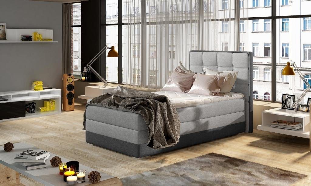 JVmoebel Bett Design Schlaf 90x200cm Grau Zimmer Hotel Luxus Betten Bett Polster
