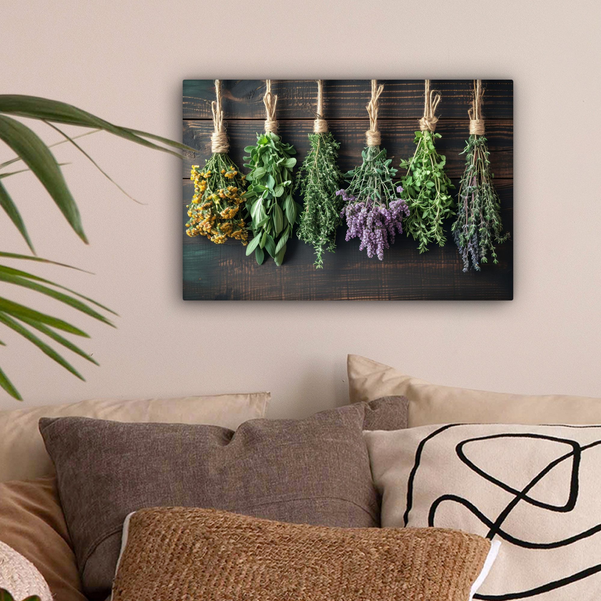OneMillionCanvasses® Leinwandbild Kräuter - Gewürze - Holz - Stilleben, Fot günstig online kaufen