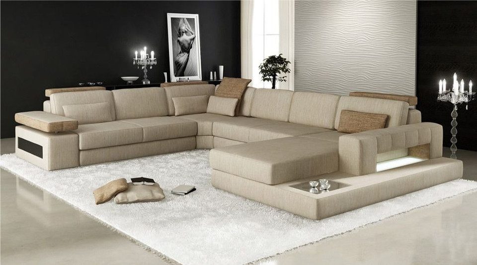 Xlmoebel Wohnlandschaft Gemütliches U-förmiges Ecksofa aus Stoff mit eleganter Polsterung, Wohnlandschaft, Hergestellt in Europa