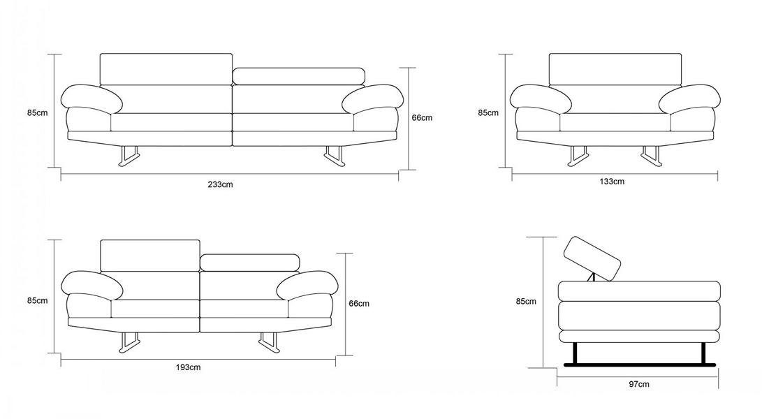 Couch, Salottini Bassano Sofa Teile 3er 1 3-Sitzer 3-Sitzer Leder Designer
