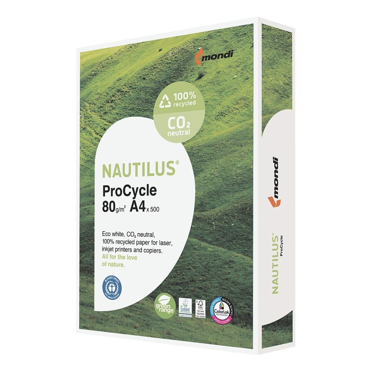bedeutend Recyclingpapier Nautilus Pro Cycle, 80 Format Blatt g/m², DIN 500 A4, 135 CIE