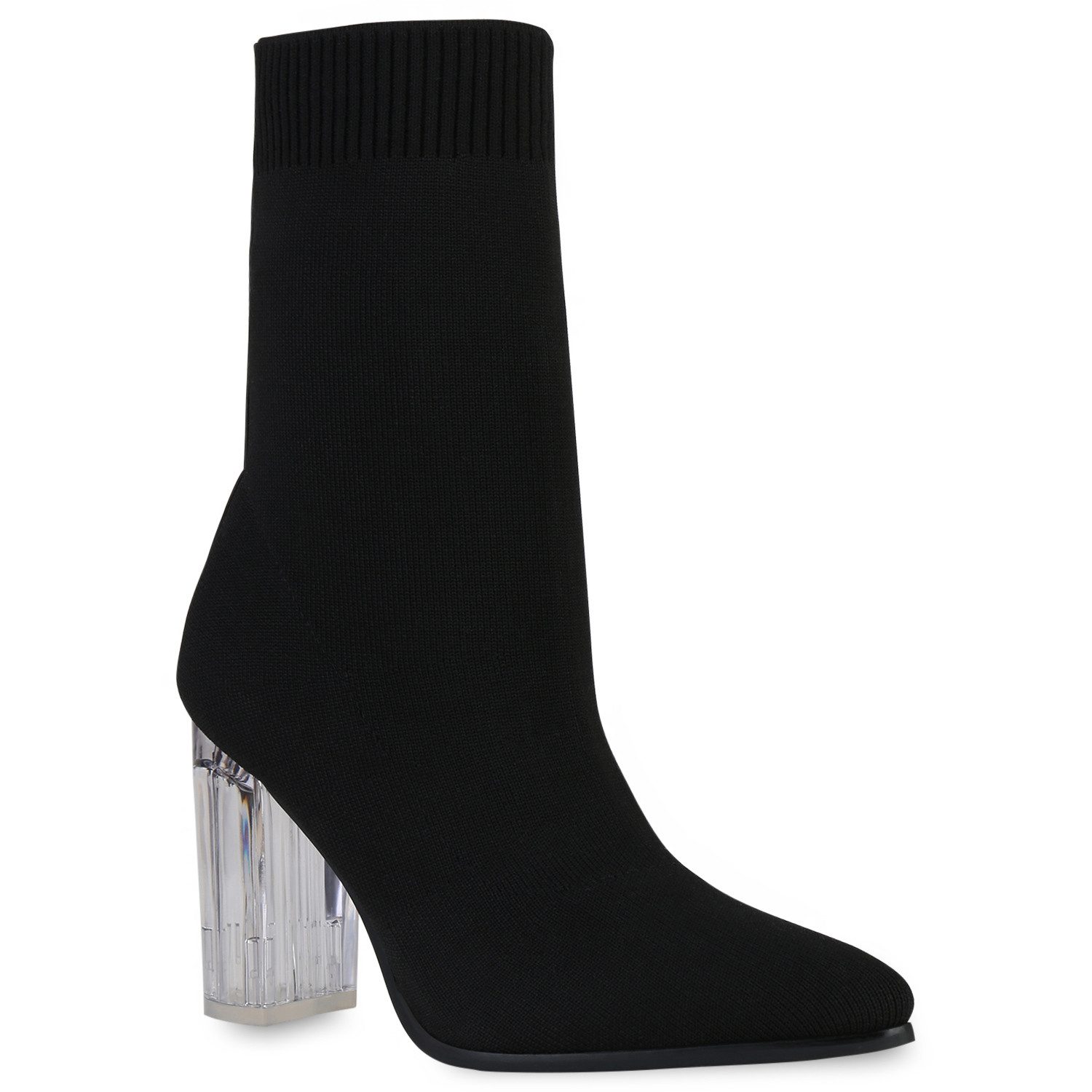 VAN HILL 839470 Schlupfboots Stiefeletten Sofia Damen Schlupfstiefeletten mit transparentem Absatz