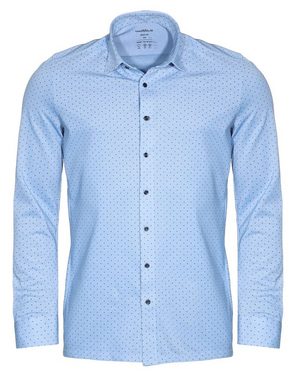 MARVELIS Businesshemd Jersey Hemd - Body Fit - Langarm - Punkte - Hellblau 4-Wege Stretch, Quick-Dry