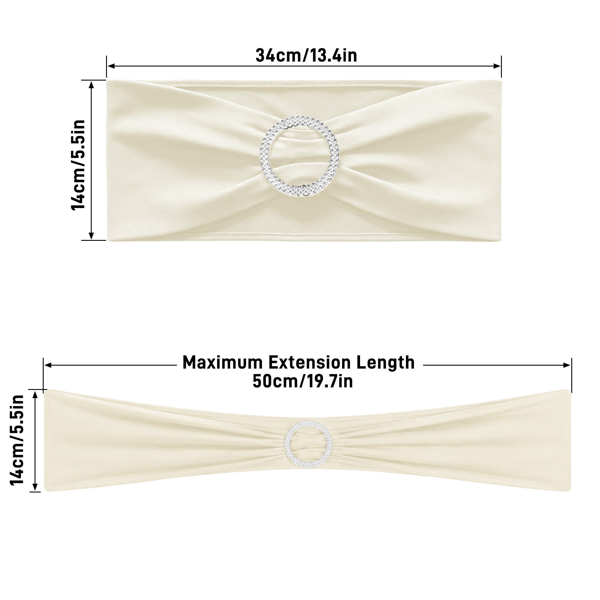 FIVMEN Hussen-Set Stuhlschleifen Elastische Stuhlbänder Schleife & Schiebeschnalle, bis max.50cm Dehnlänge für Feier Hotel Party Dekoration 10er/30er
