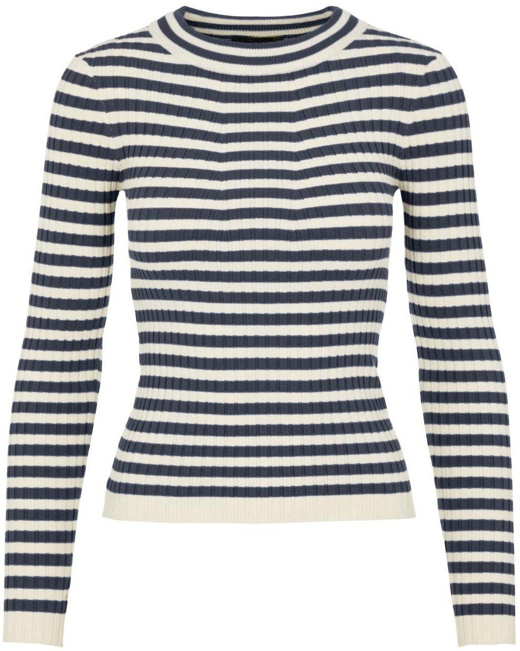 pieces Rundhalspullover Ombre NOOS O-NECK PCCRISTA LS Stripes:BIRCH BC KNIT Blue