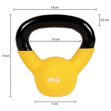 MSports® Kettlebell Kettlebell Professional Neopren 2 – 30 kg inkl. Übungsposter