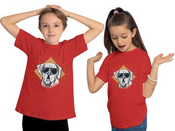 MyDesign24 Print-Shirt bedrucktes Kinder Hunde T-Shirt - Cooler Hund mit Sonnenbrille Baumwollshirt mit Aufdruck, i224