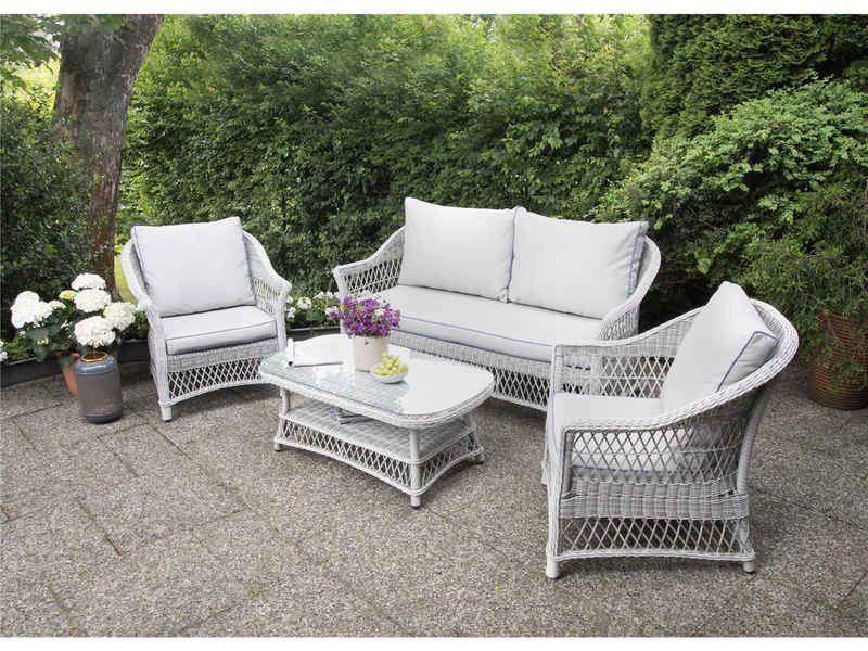 bellavista - Home&Garden® Gartenlounge-Set Aluminium Lounge Lissabon, (Set, 4-tlg), Gartenmöbel Set inkl. Zweisitzer Gartensofa, zwei Sessel und Tisch