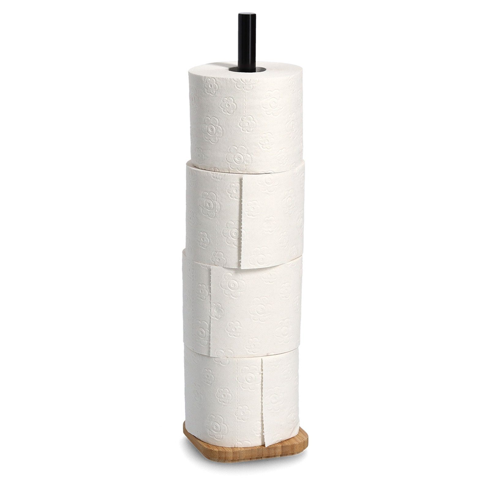 HTI-Living Toilettenpapierhalter (Stück, 1-St), Toilettenpapierhalter Edelstahl stehend Bamboo WC-Rollenhalter