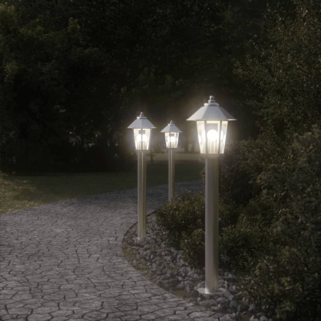 furnicato Stehlampe Wegeleuchte 80 cm Silbern, IP44-geschützte Pollerleuchte mit Diffusor für deinen Garten