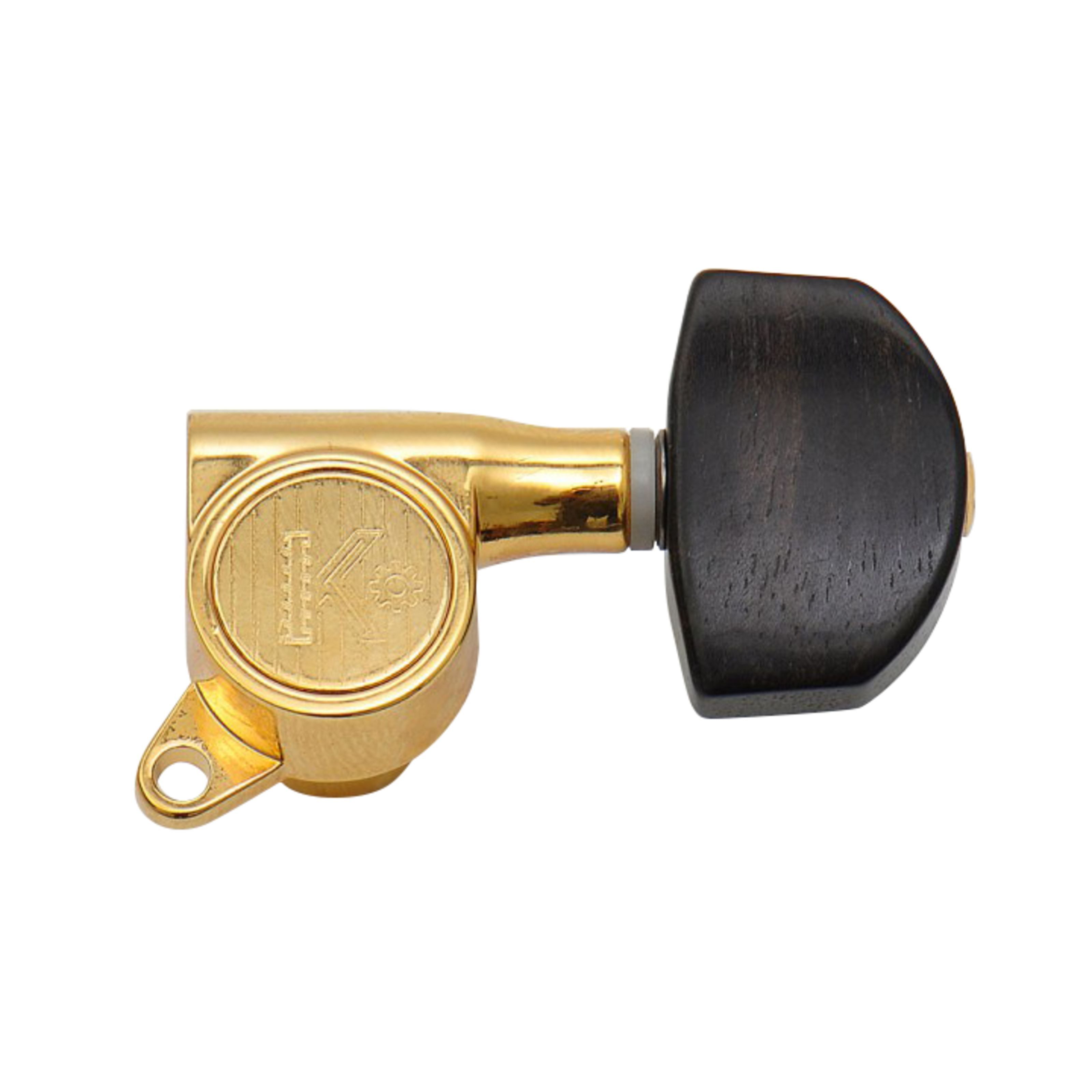Kluson Gitarrenmechanik-Set, (ersatzteile für Gitarren, Mechaniken), MS3EG Round Backs Ebony 3+3 Gold - Gitarren Mechanik