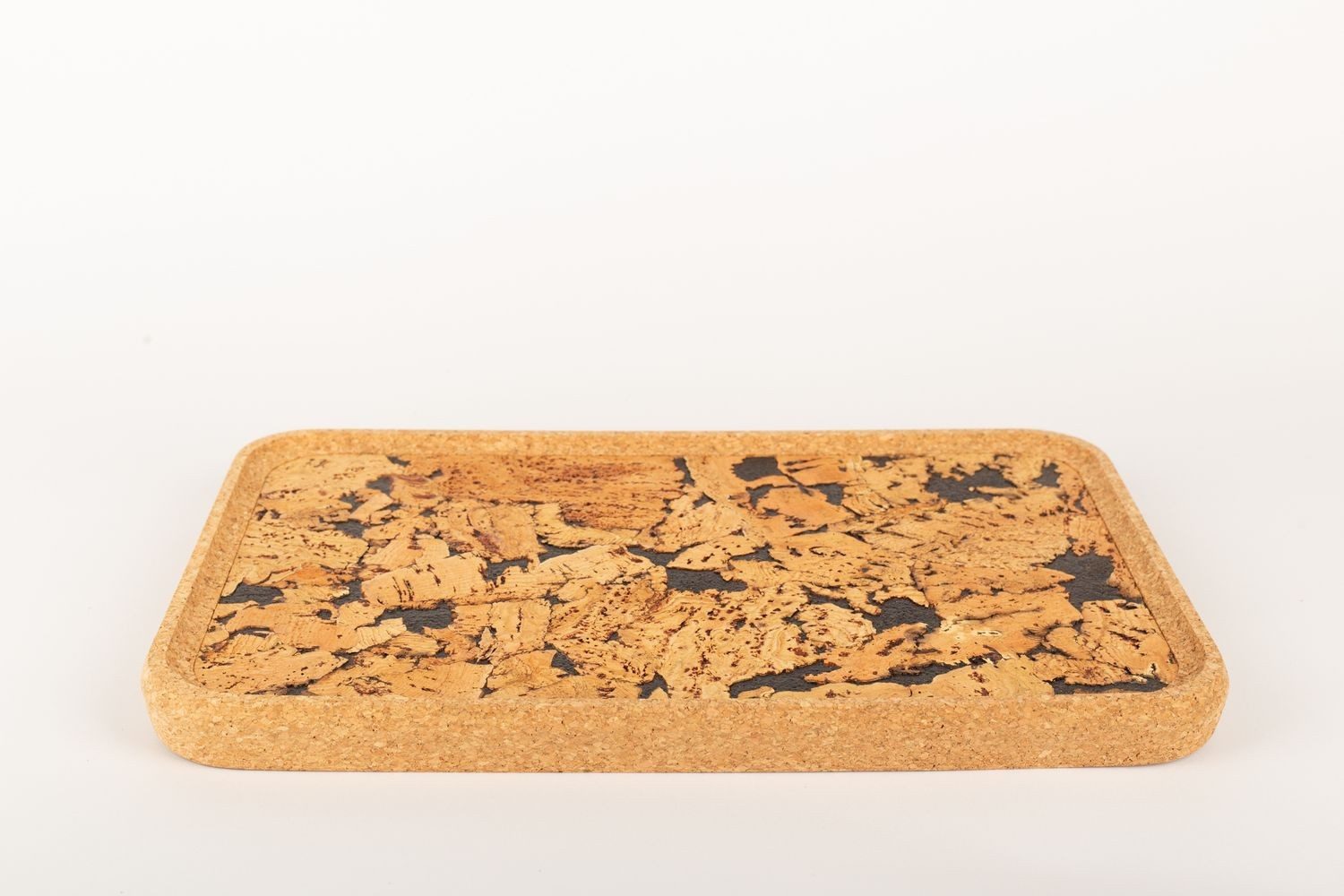 INNA-Glas Servierplatte Rechteckiges Tablett Fuentes aus Presskork, Natur-schwarz, 43x28x3cm, Kork