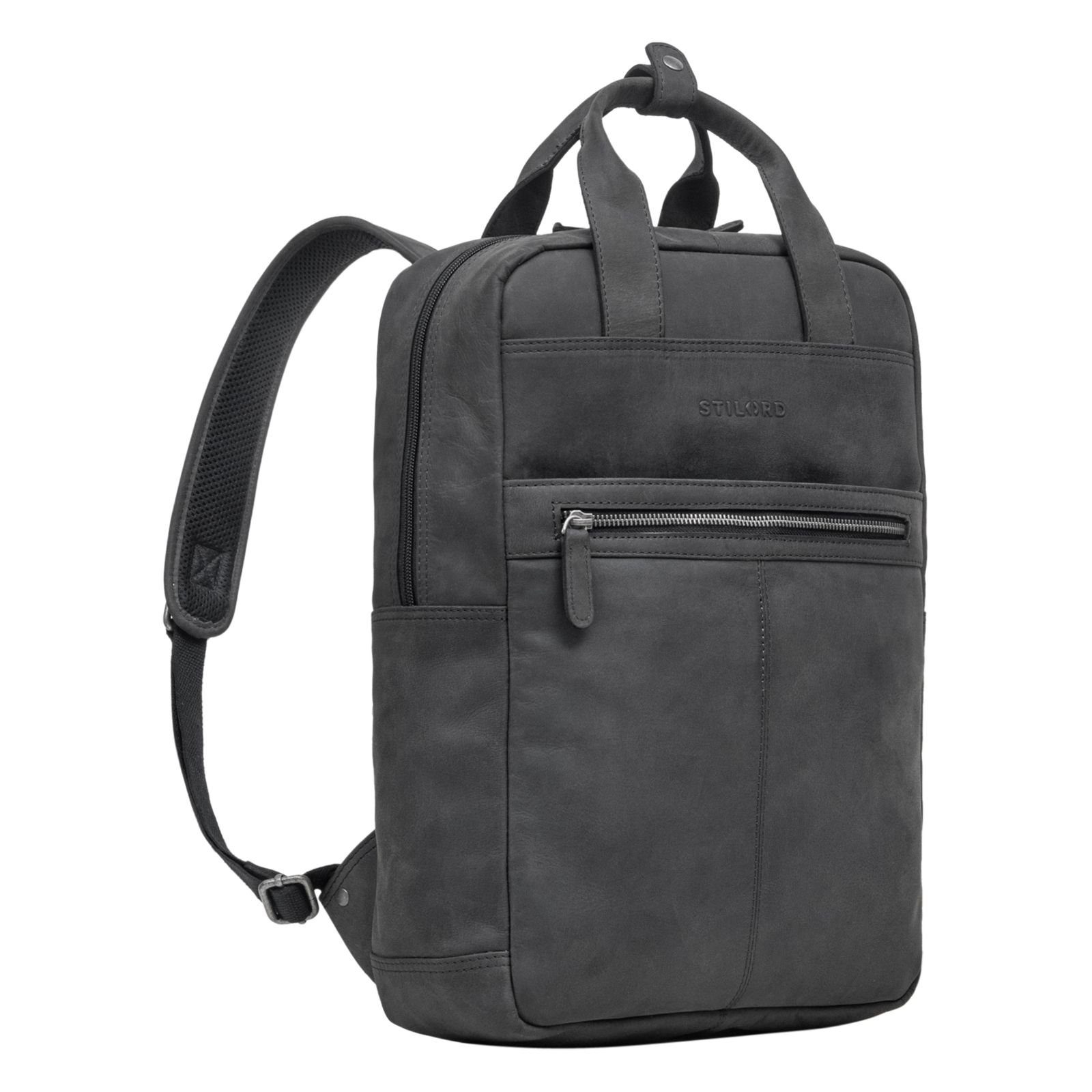 STILORD Notebook-Rucksack "Bryn" Leder Rucksack mit Laptopfach anthrazit