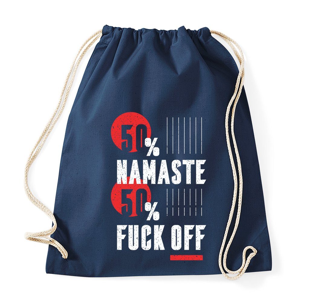 Turnbeutel "50% Namaste, 50% f*ck off" Baumwoll Tasche Turnbeutel