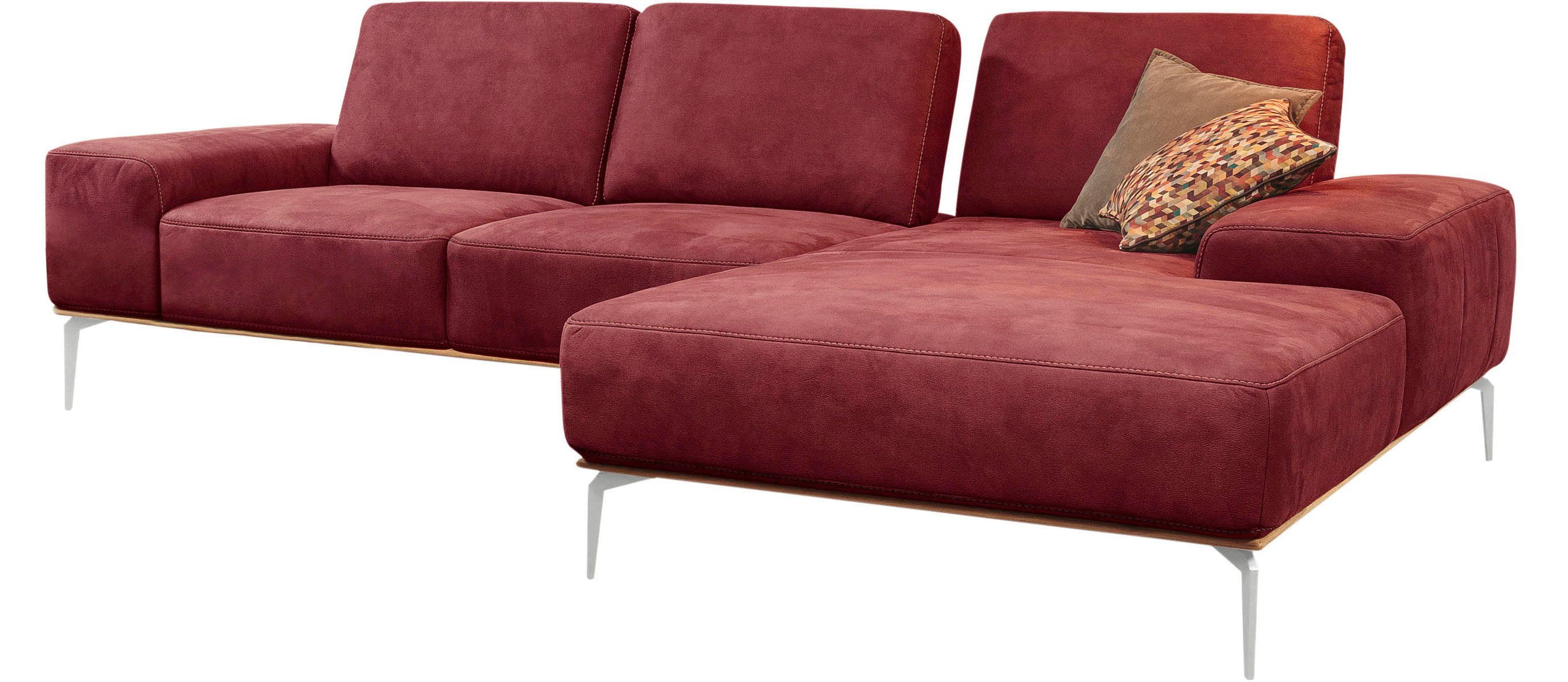 Ecksofa in Holzsockel, Chrom W.SCHILLIG mit Füße run, elegantem Breite cm glänzend, 299