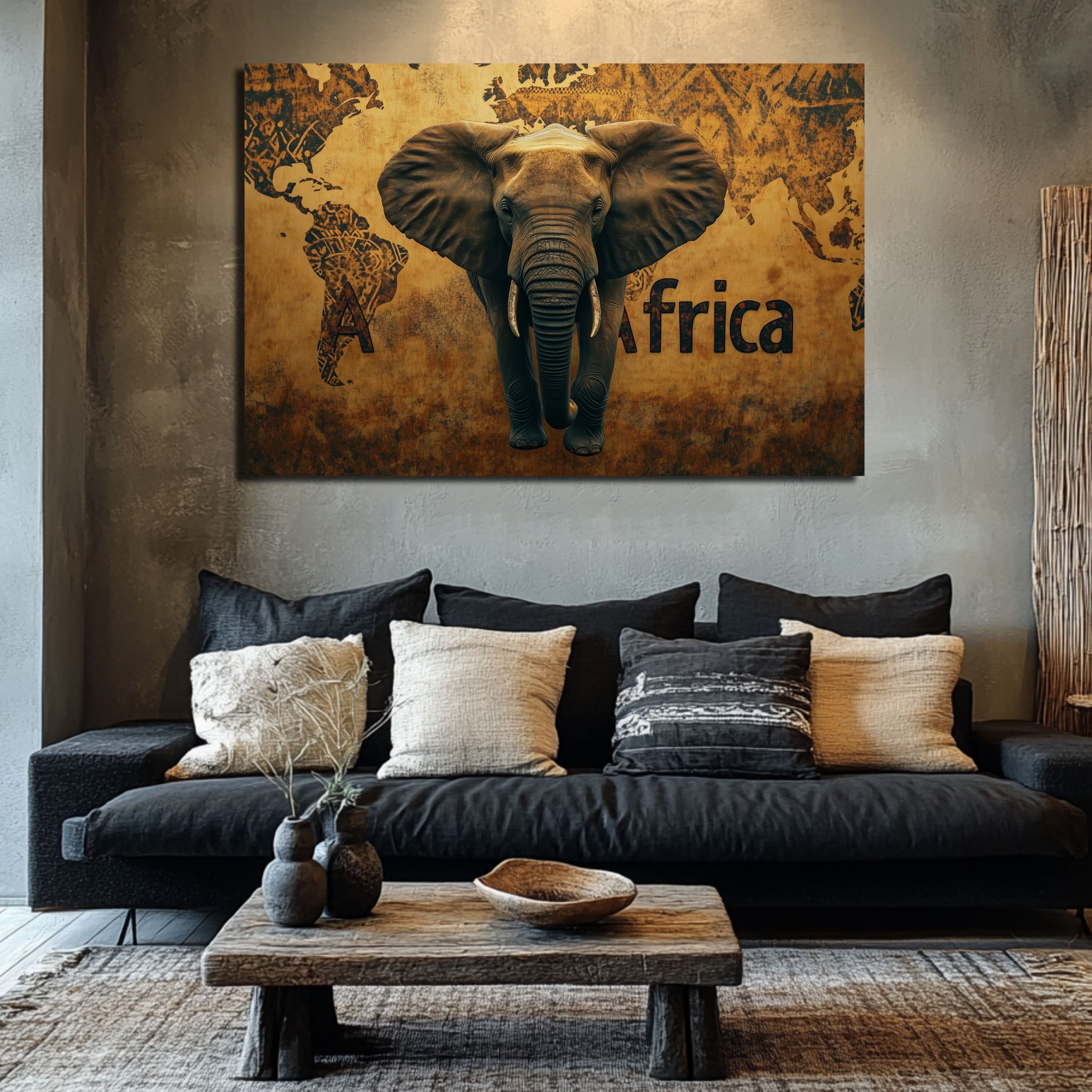 DARO Design Leinwandbild Modern Abstrakt Wandbilder XXL Wandbild Wand Deko Leinwand Bilder, (Elefant - Bild Groß Wohnzimmer Schlafzimmer Küche Esszimmer Einteilig Querformat Fotodruck Leinwände Wanddeko Abstrakte Kunst Boho), 30x20cm