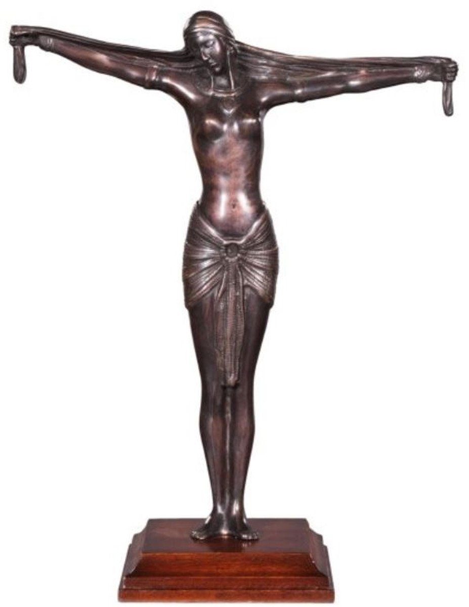 Casa Padrino Dekofigur Luxus Bronzefigur Lady Bronze / Braun 41 x 19 x H. 53 cm - Deko Figur auf Holzsockel