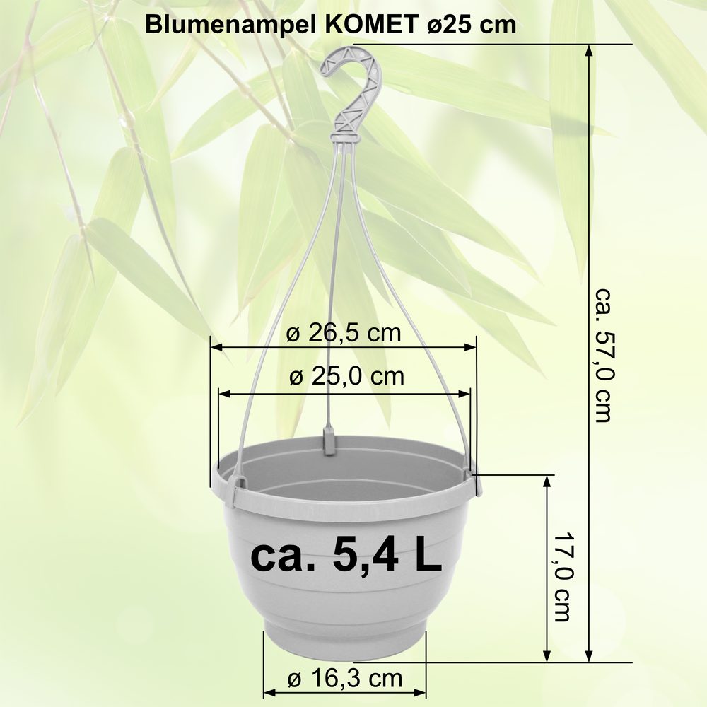 Heimwerkercenter Blumentopf MePla - 2 Stück Wetterfestes Ampel KOMET - ø25 cm - Rot