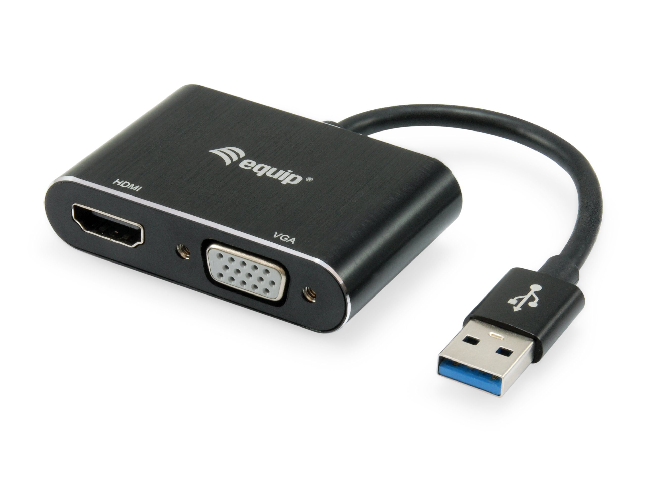 Equip Klemmen Equip Adapter USB3.0-> HDMI,VGA 1920x1080/60Hz 0.15m sw