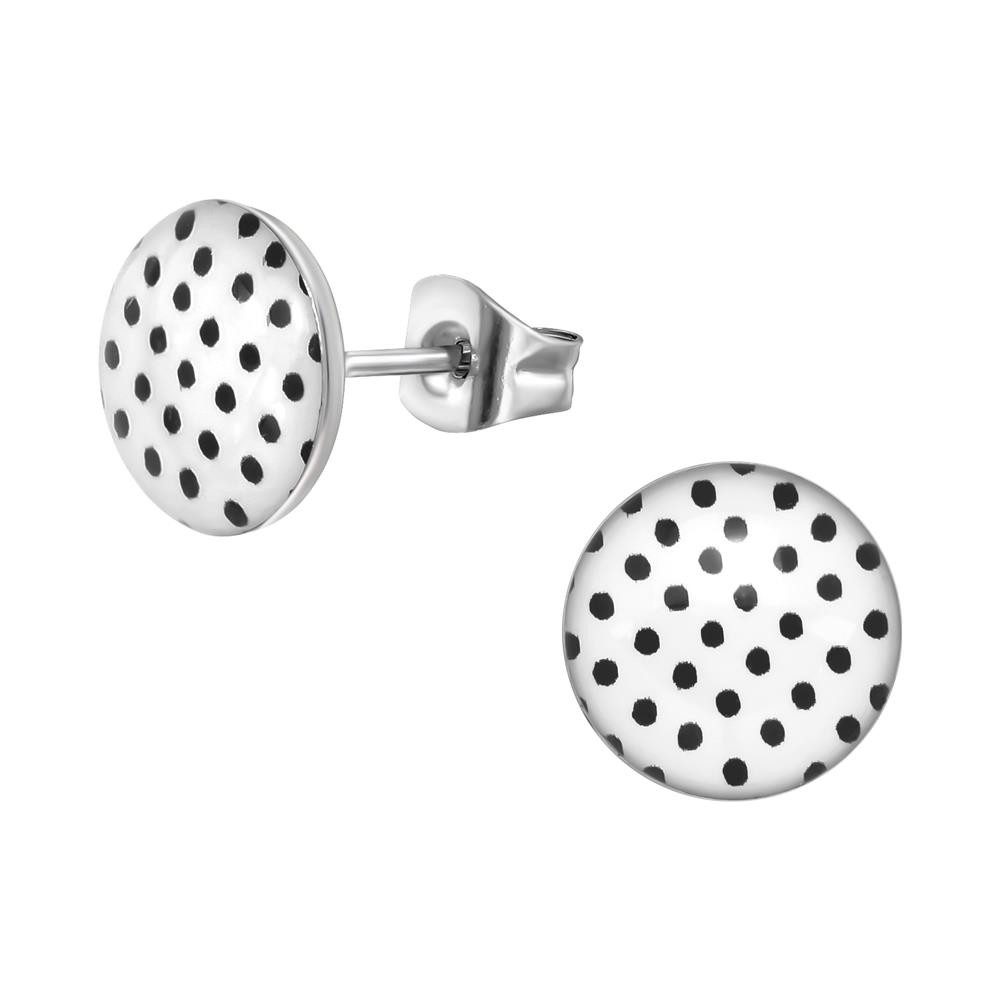BUNGSA Ohrstecker-Set Ohrstecker schwarze Punkte 10mm aus Edelstahl Unisex (1 Paar (2 Stück), 2-tlg), Ohrschmuck Ohrringe