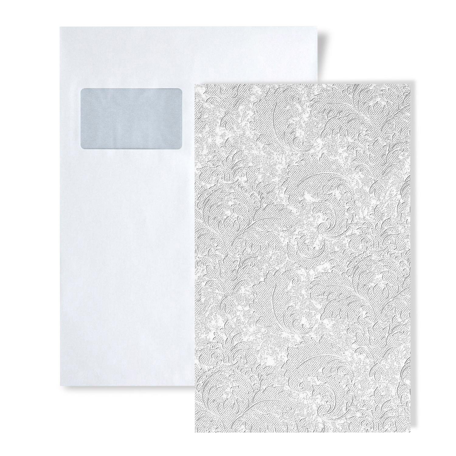 Edem Strukturtapete Tapeten Muster 83006BR60 Barock Tapete mit Ornamenten, botanisch, geblümt, matt, ornamental, einfarbig, Motiv, Strukturmuster, (1 Musterblatt, ca. A5-A4), weiß