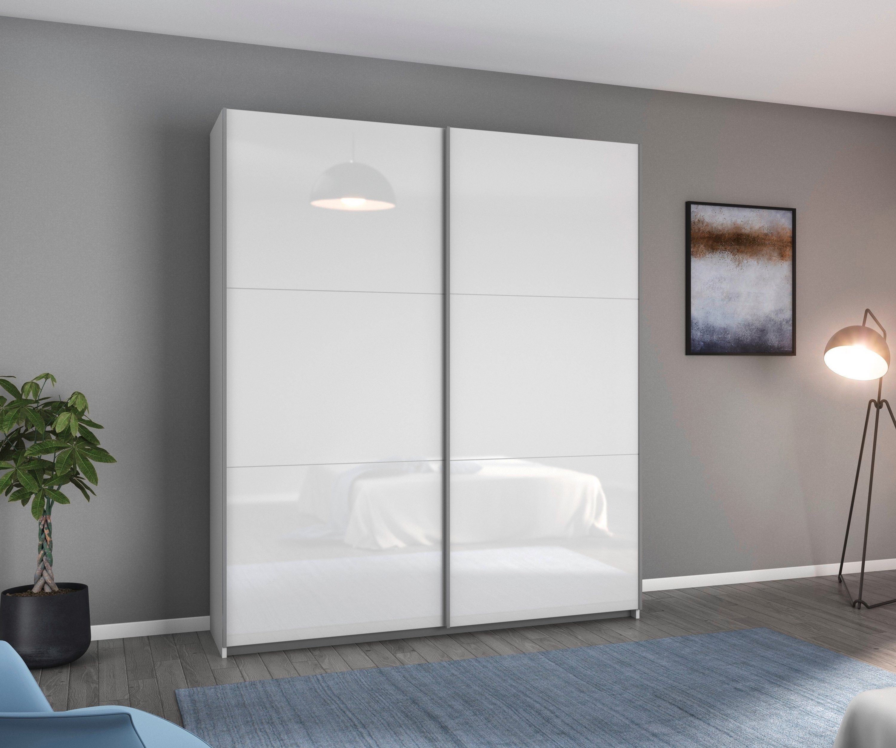 rauch Schwebetürenschrank AURELIO Kleiderschrank Garderobe (3 Ausstattungen BASIC/CLASSIC/PREMIUM (inkl. SOFT-CLOSE-FUNKTION) 3 verschiedene Ausstattungsvarianten Griffe aus Metall MADE IN GERMANY