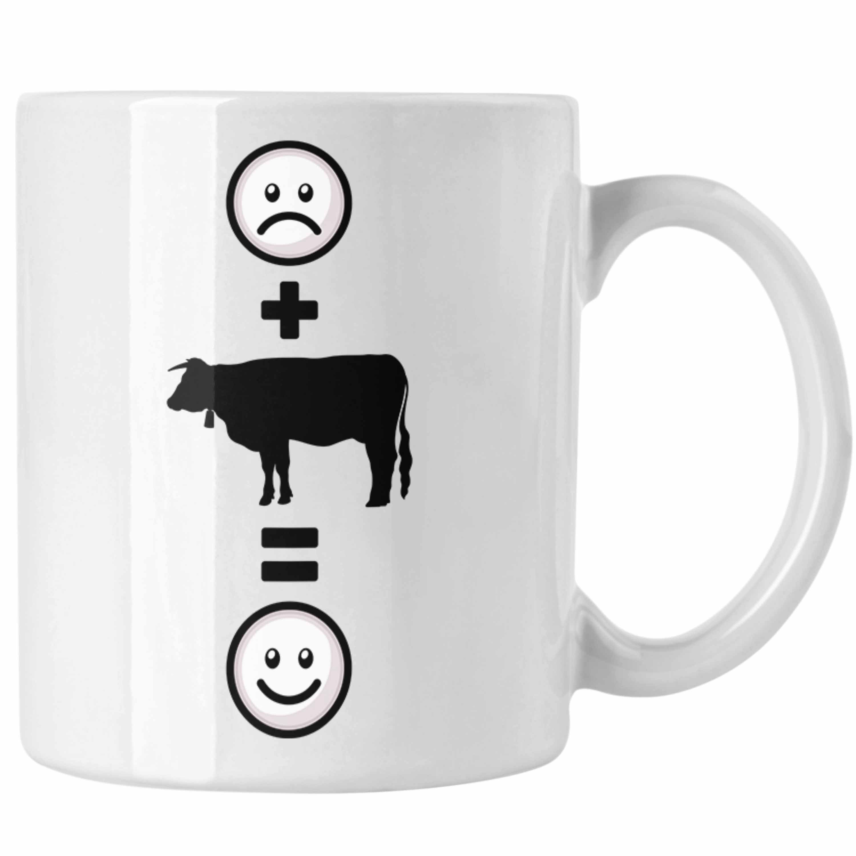 Trendation Tasse Kühe Tasse Geschenk für Bauern Rinder Landwirt :(Kuh) Lustige Weiss