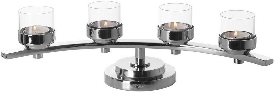 Fink Adventsleuchter Kerzenhalter DUNJA, 4-flammig (1 St), Teelichthalter  mit Glaseinsatz, 4-flammig, Breite ca. 42 cm, Ein echter Hingucker auf der  Festtagstafel