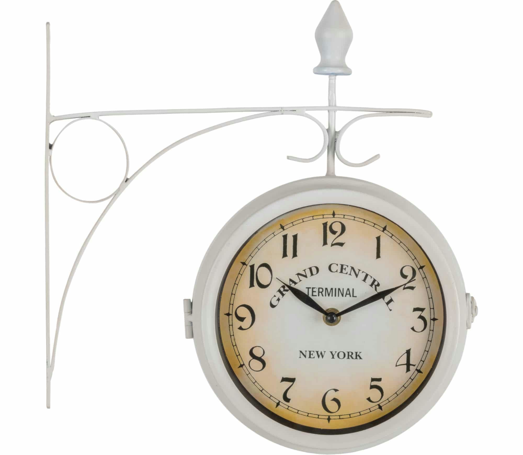 Stagecaptain Wanduhr BHU-3334 Bahnhofsuhr klein mit Wandhalterung - im Vintage-Look (Quarzlaufwerk, Retro Metallkonstruktion)