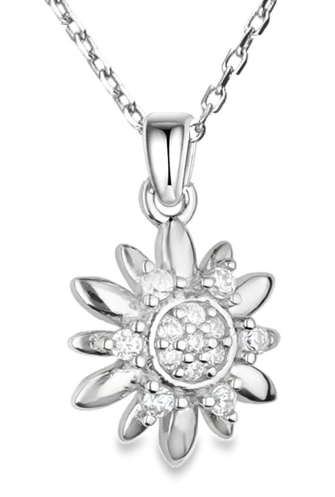 Kette mit Anhänger Blumen 925 Sterling Silber Halskette 45cm + 5cm Blumenkette