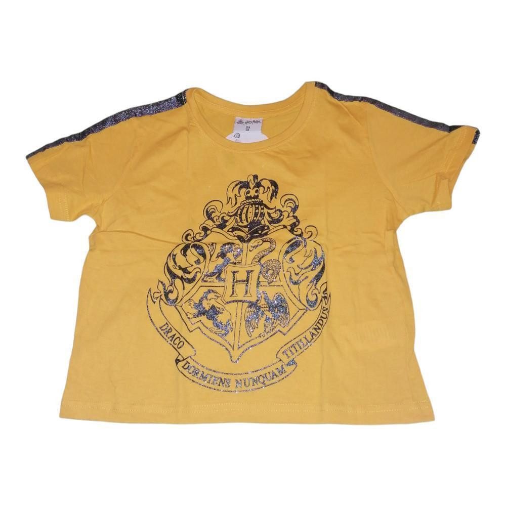 Harry Potter T-Shirt Kurzärmeligen Crop Top "Glitzerndes Hogwarts Wappen", Größen 134-164