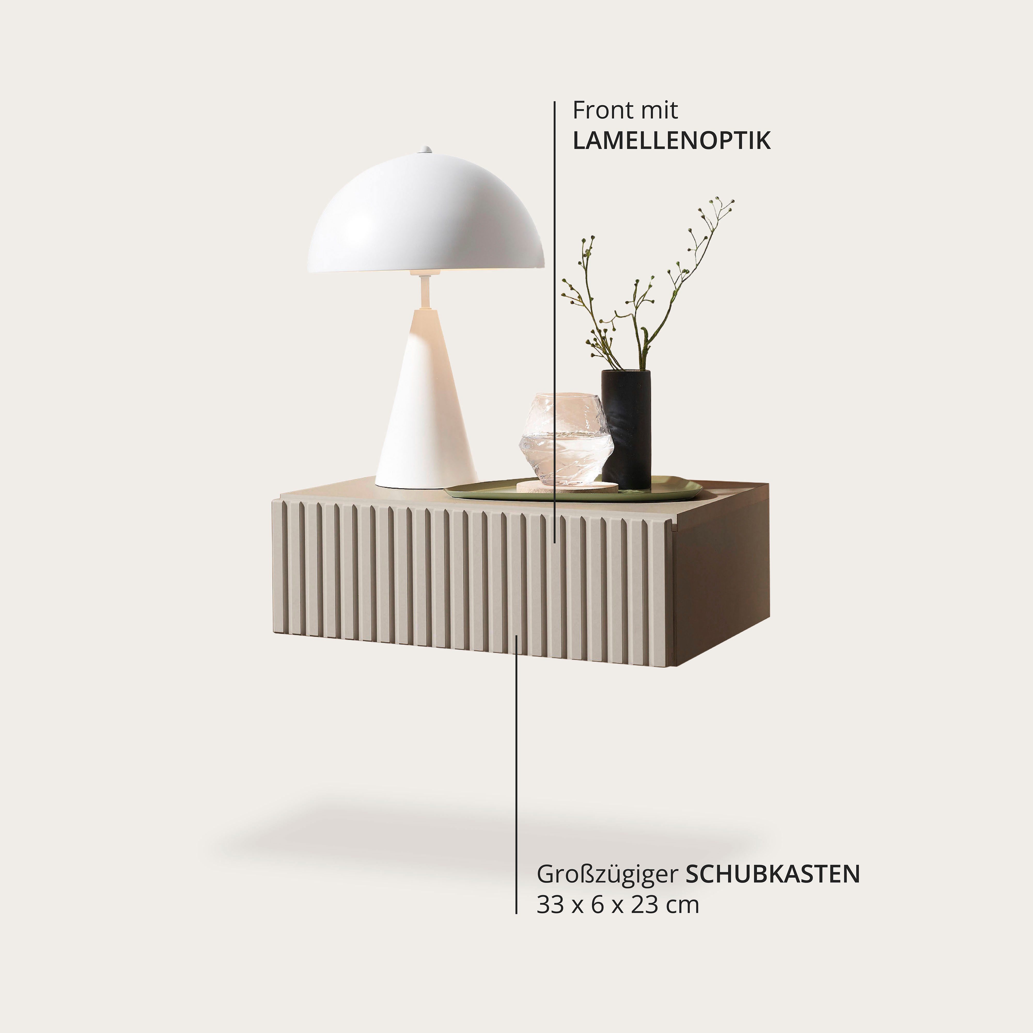 Schlafkontor Nachtkommode Taboni Nachttisch, Nachtkonsole mit Push-to-open, Wandmontage
