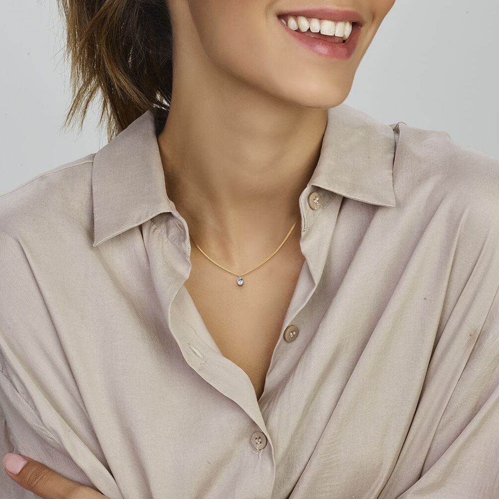 NICEANDnoble Kettenanhänger 585er Gelbgold Kettenanhänger Blautopas oval günstig online kaufen