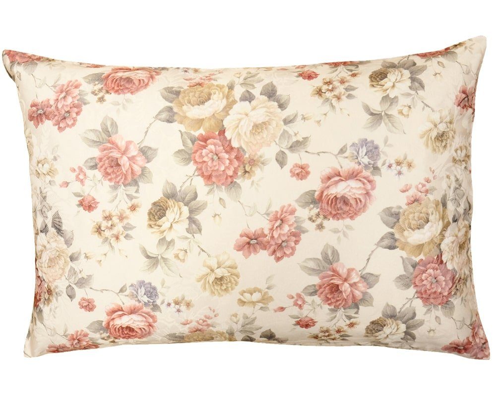 Kissenbezüge Kissen-Bezug Rosen Blüten Jacquard beige bunte Blumen 40x60 cm, matches21 HOME & HOBBY (1 Stück), Wohnzimmer Kissen-Hülle als Deko-Kissen Zier-Kissen Sofa-Kissen