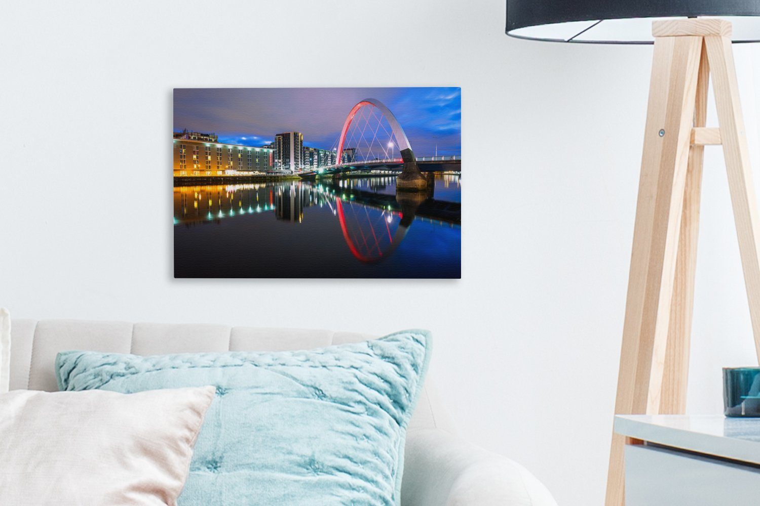Leinwandbilder, - (1 Aufhängefertig, Rot cm Glasgow, 30x20 Wandbild - St), Wanddeko, Leinwandbild OneMillionCanvasses® Brücke